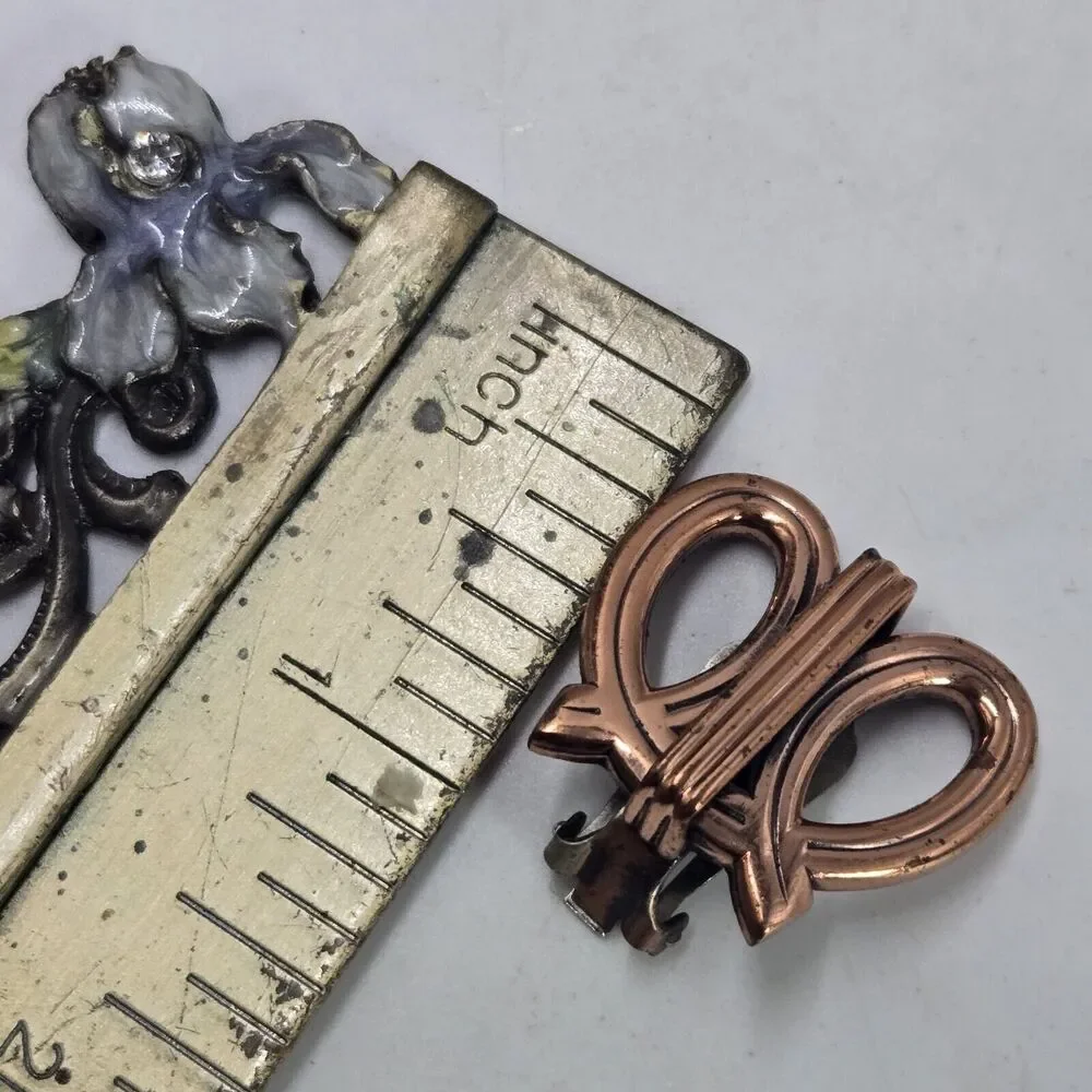Vintage Renoir Copper Earrings Clip On Sculpture MCM Open Infinity Pretzle